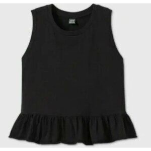 Target Wild Fable Ruffle Peplum Tank Black Size Large Cotton. B7